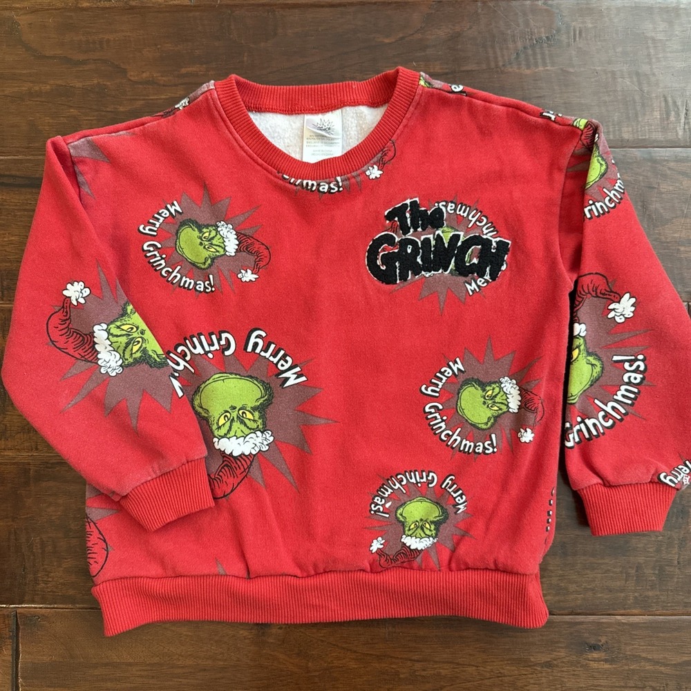 The Grinch Dr. Seuss Merry Grinchmas Kids Christmas Sweatshirt Red Size 6